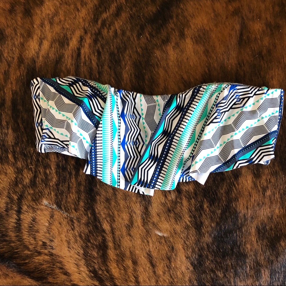 Pattern Print Strapless Swim Top